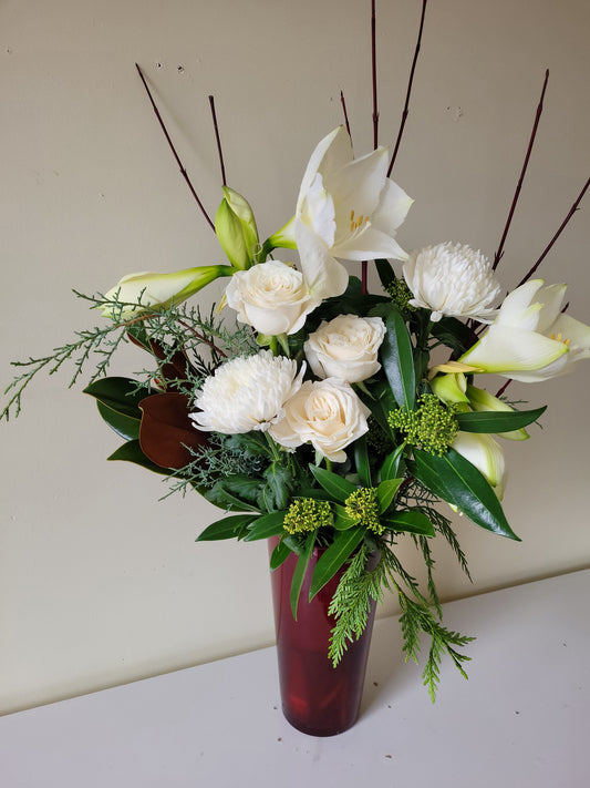 Red vase with Amaryllis