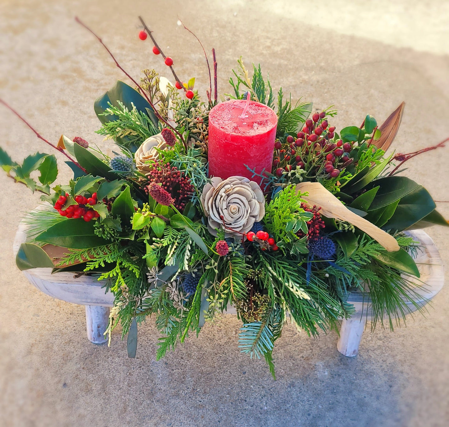 Christmas on a wooden tray